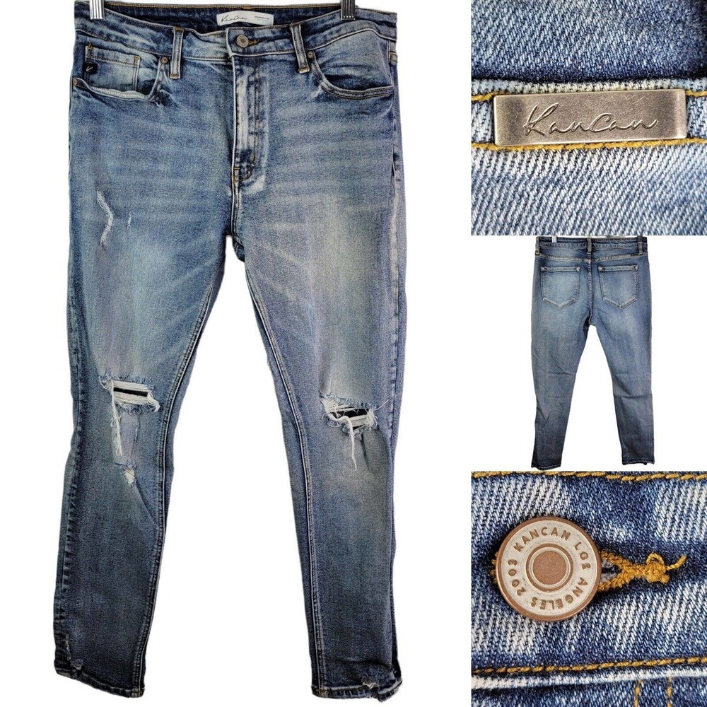 KanCan Womens Skinny Jeans Size 29 High Rise Distressed Blue Maurices